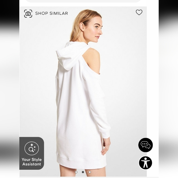 Michael Kors Rainbow logo cotton terry hoodie cutout dress Coastal Summer - Picture 9 of 10